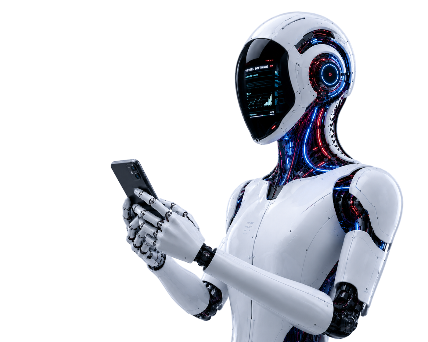 Robot AI cầm điện thoại